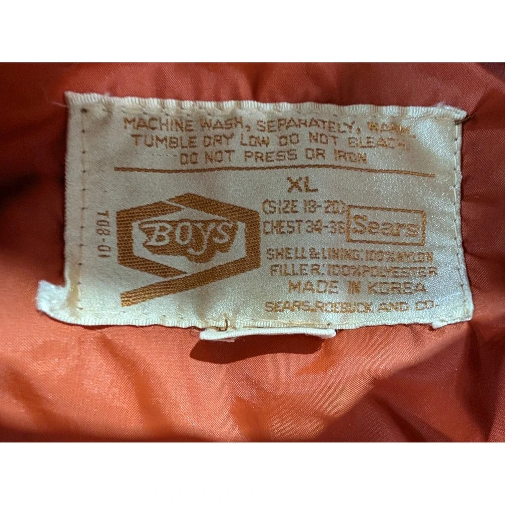 Vintage Sears & Roebuck 70s or 80s Puffer Vest Zip Up Retro Outdoor Boys‎ XL